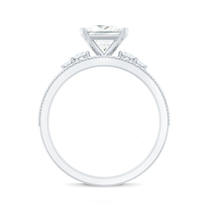 Lab Grown Diamond 6 MM Princess Cut Engagement Ring With Enhancer