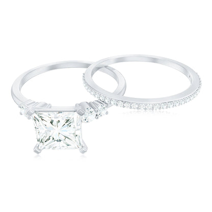 Lab Grown Diamond 6 MM Princess Cut Engagement Ring With Enhancer