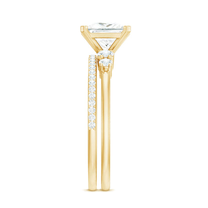 Lab Grown Diamond 6 MM Princess Cut Engagement Ring With Enhancer