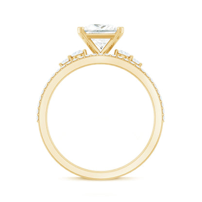 Lab Grown Diamond 6 MM Princess Cut Engagement Ring With Enhancer