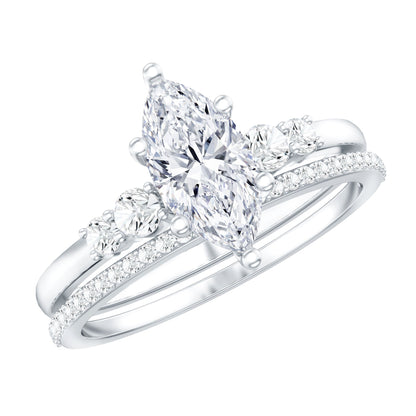 Lab Grown Diamond 5X10MM Marquise Engagement Ring with Wedding Band