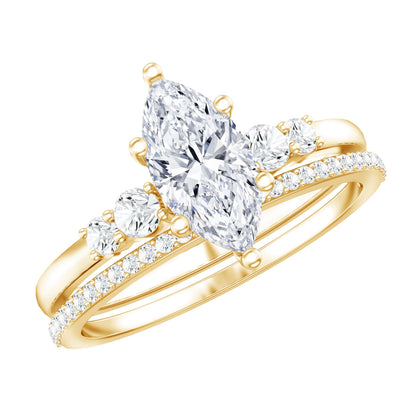 Lab Grown Diamond 5X10MM Marquise Engagement Ring with Wedding Band