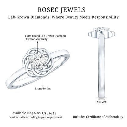 Solitaire Lab Grown Diamond Flower Promise Ring with Certificate