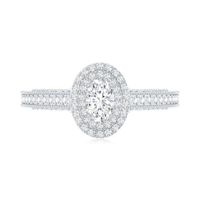 Vintage Inspired Lab Grown Diamond Double Halo Engagement Ring