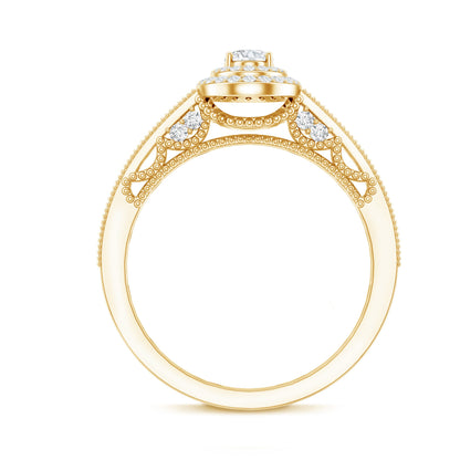 Vintage Inspired Lab Grown Diamond Double Halo Engagement Ring