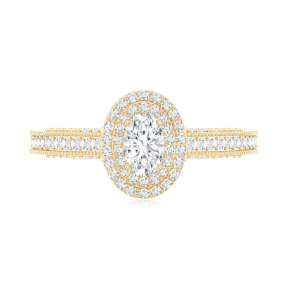 Vintage Inspired Lab Grown Diamond Double Halo Engagement Ring