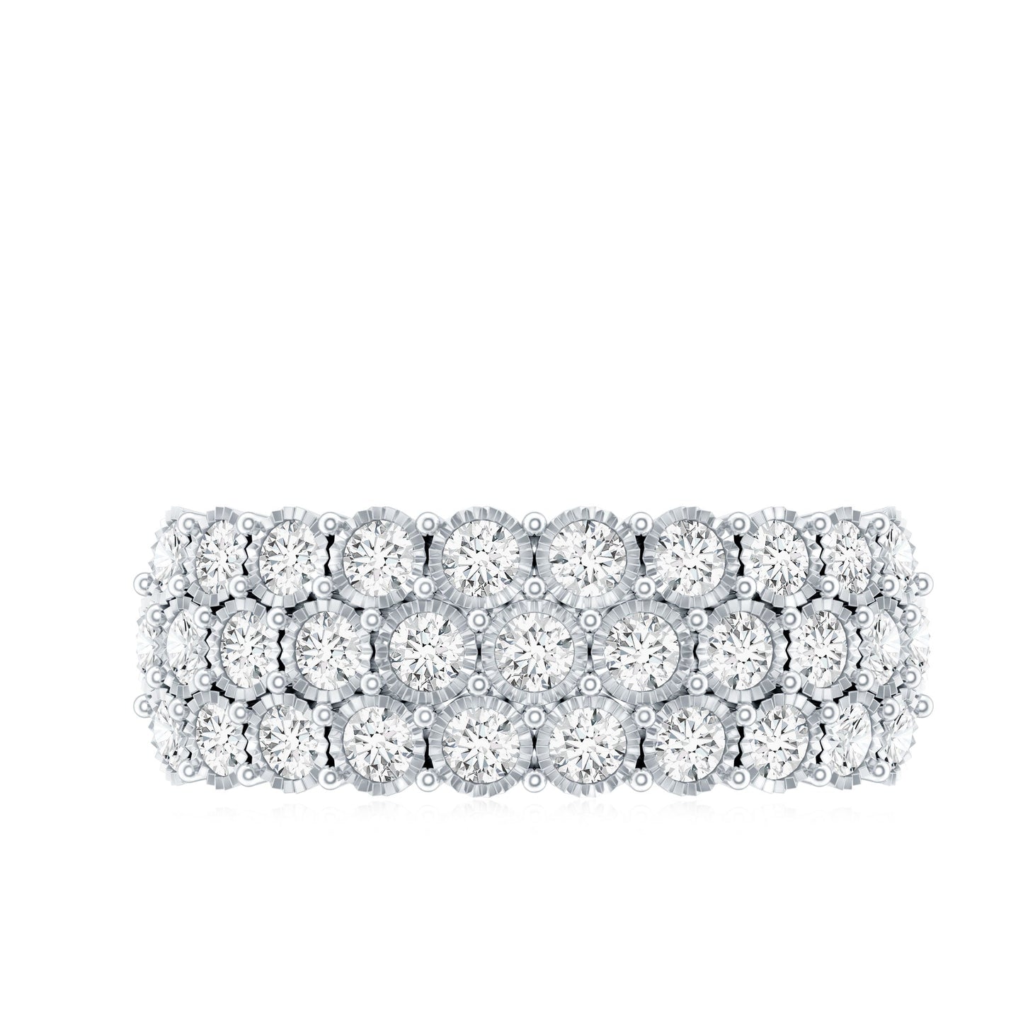 3 Row Lab Grown Diamond Wide Wedding Band with Certificate