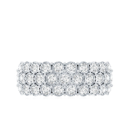 3 Row Lab Grown Diamond Wide Wedding Band with Certificate
