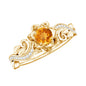 Genuine Citrine Rose Engagement Ring with Diamonds