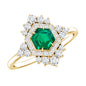 Lab Grown Emerald and Diamond Vintage Engagement Ring in Silver