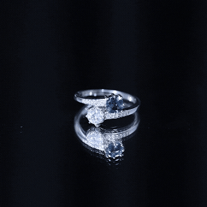 London Blue Topaz Designer Two Stone Engagement Ring in Silver