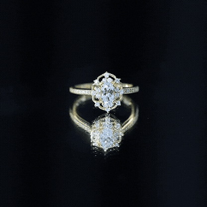 Genuine Sky Blue Topaz Vintage Engagement Ring in Gold Plated Silver