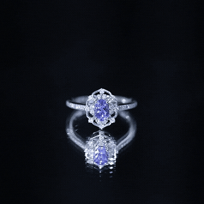 Vintage Looking Tanzanite and Diamond Oval Engagement Ring