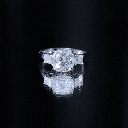 Certified 6 Carat Cubic Zirconia Three Stone Engagement Ring
