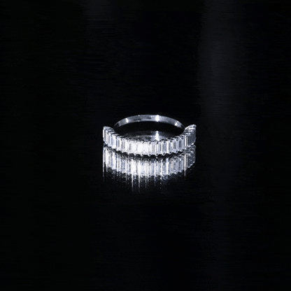 Certified Baguette Moissanite Half Eternity Band Ring