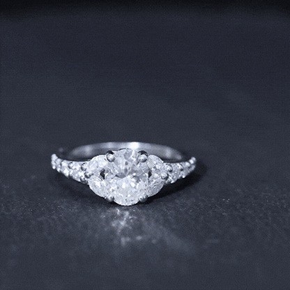 1.2 Carat Oval Moissanite Designer Engagement Ring in 14k Gold Plated Silver