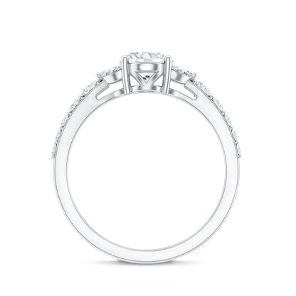 1.2 Carat Oval Moissanite Designer Engagement Ring in 14k Gold Plated Silver