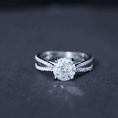 Solitaire Moissanite 2 Carat Engagement Ring with Split Shank