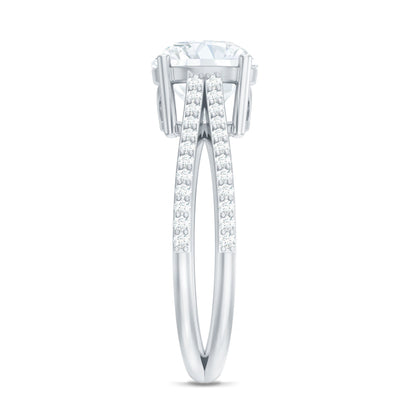Solitaire Moissanite 2 Carat Engagement Ring with Split Shank