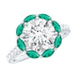 Certified 3 Carat Moissanite Designer Engagement Ring With Emerald