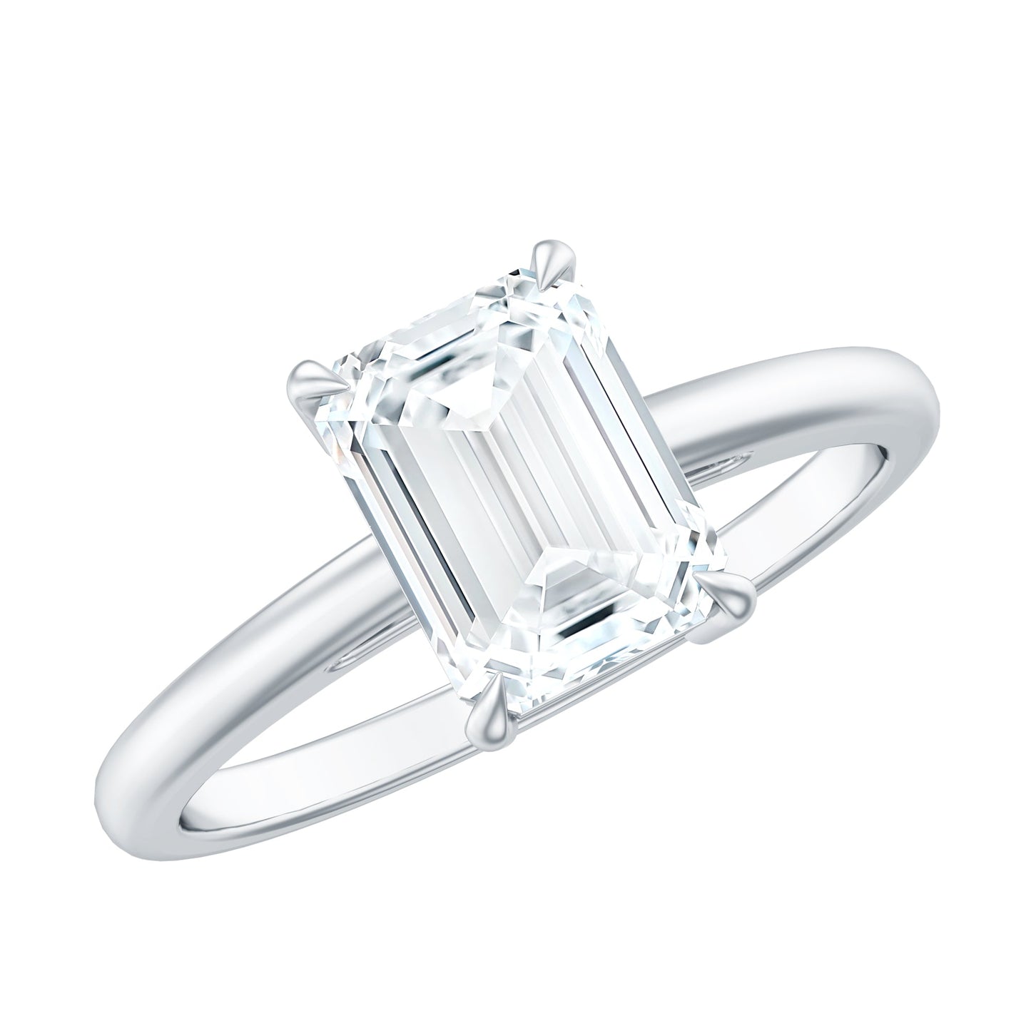 Certified 6X8MM Moissanite Emerald Cut Engagement Ring