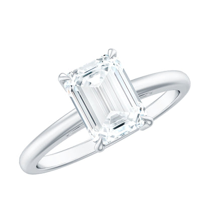 Certified 6X8MM Moissanite Emerald Cut Engagement Ring