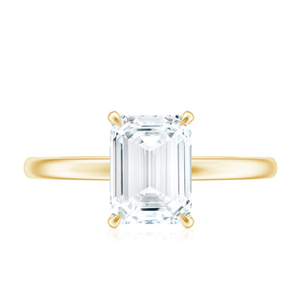 Certified 6X8MM Moissanite Emerald Cut Engagement Ring