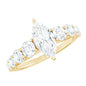 Marquise Cut Moissanite Engagement Ring with Side Stones