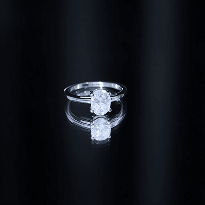 Certified 1.2 Carat Moissanite Oval Engagement Ring in Silver