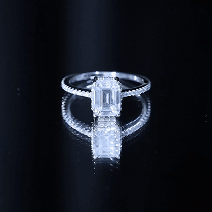 Certified 6X8 MM Moissanite Emerald Cut Engagement Ring