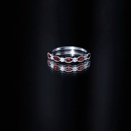 Marquise Cut Real Garnet Eternity Ring with Moissanite