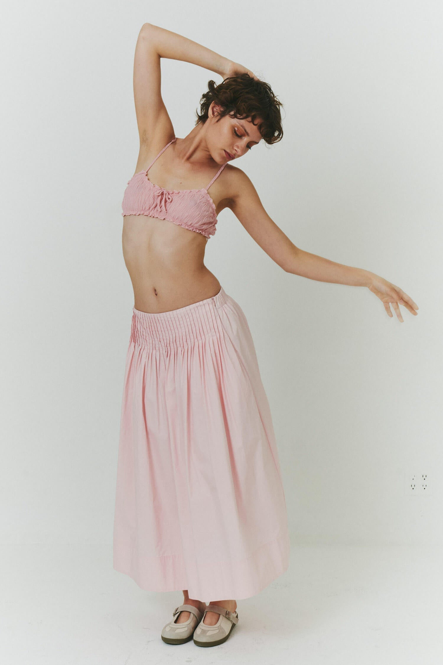 UIARA SKIRT IN BABY PINK findmenowthelabel