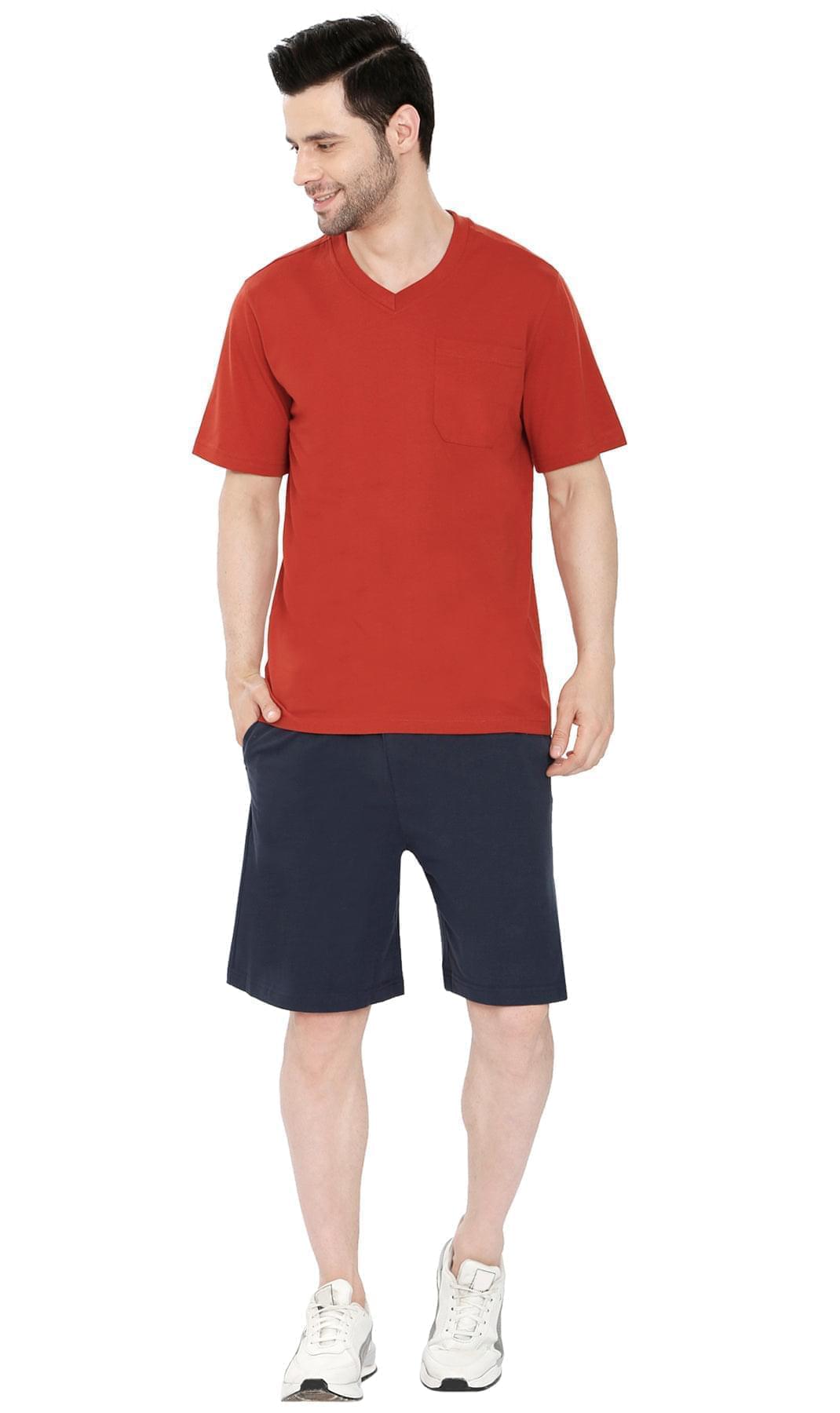 Men's Heavyweight Short Sleeve V-Neck T-Shirt – Relaxed Fit Cotton Blend with Pocket TURTLE BAY APPAREL