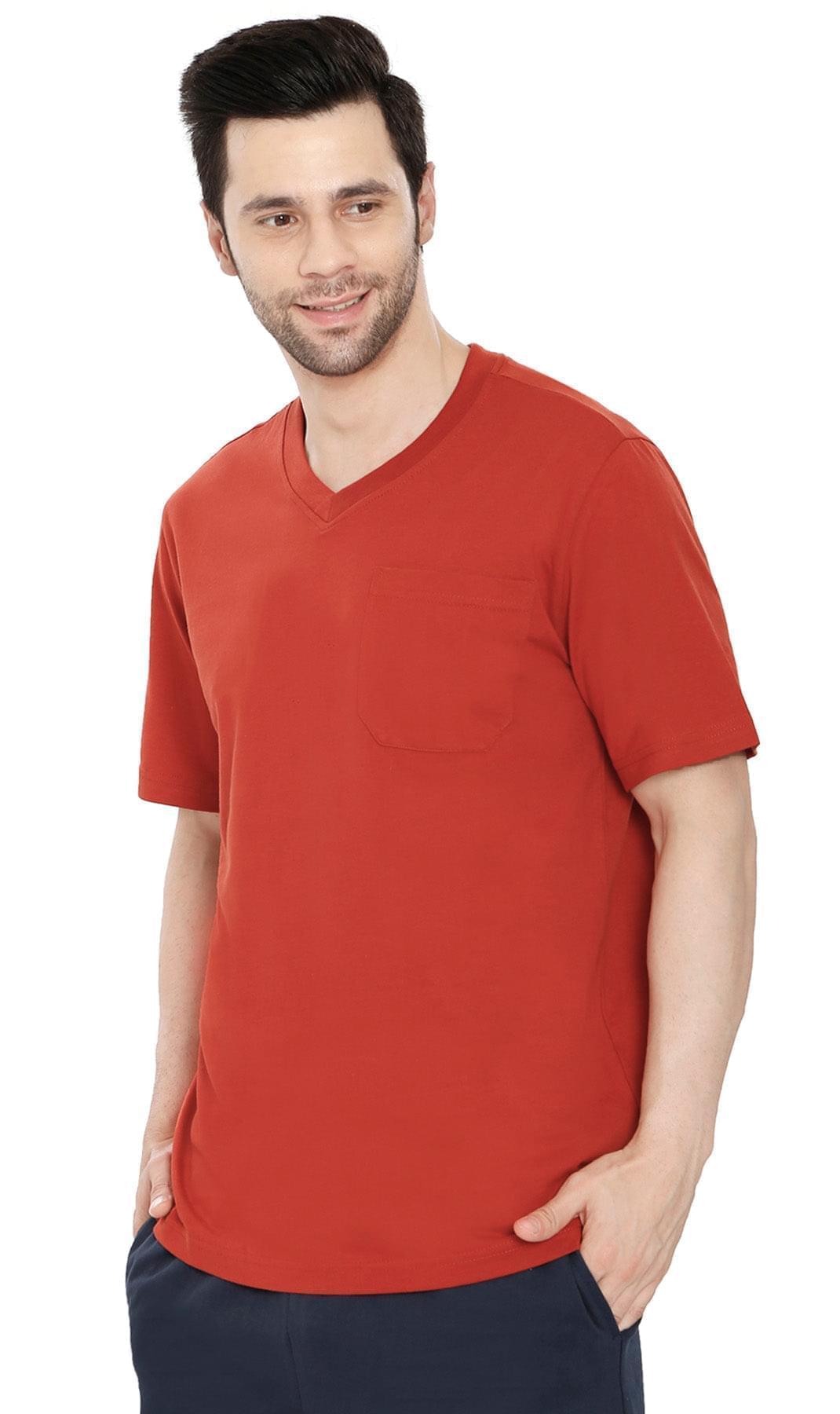 Men's Heavyweight Short Sleeve V-Neck T-Shirt – Relaxed Fit Cotton Blend with Pocket TURTLE BAY APPAREL