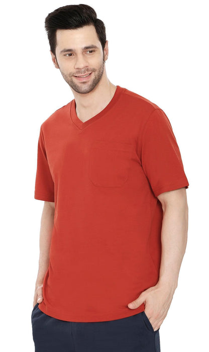 Men's Heavyweight Short Sleeve V-Neck T-Shirt – Relaxed Fit Cotton Blend with Pocket TURTLE BAY APPAREL