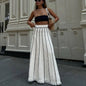 Striped Knitted Skirt with Tassels for Women
