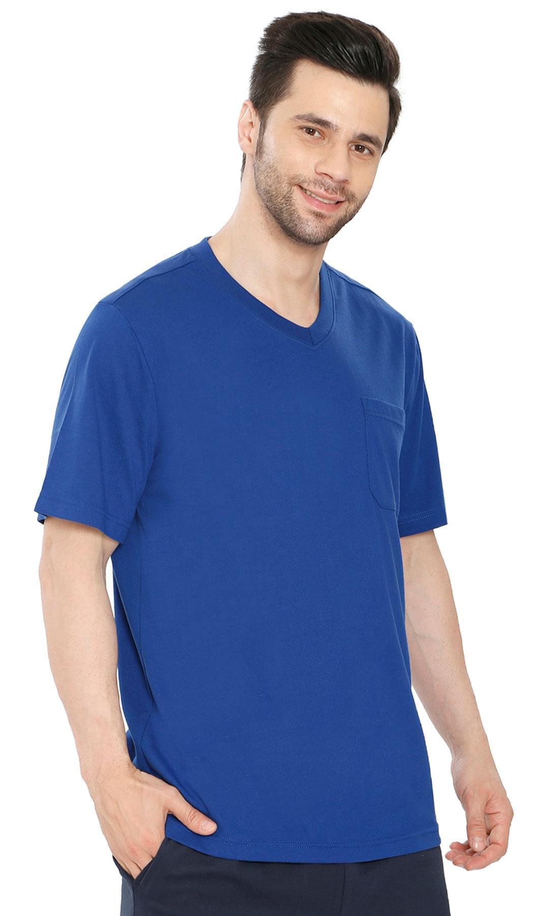 Men's Heavyweight Short Sleeve V-Neck T-Shirt – Relaxed Fit Cotton Blend with Pocket TURTLE BAY APPAREL