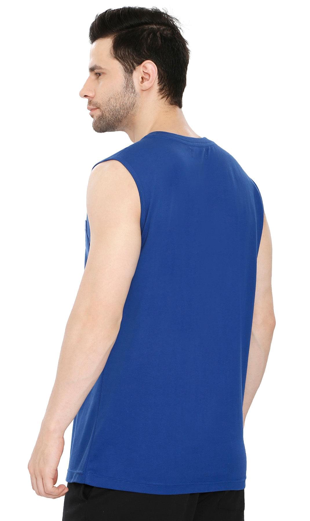 Men’s Sleeveless Crew Neck T-Shirt – Regular Fit, Heavier Cotton Blend Jersey with Chest Pocket TURTLE BAY APPAREL