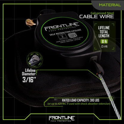 Frontline RPG081RLE Leading Edge Cable Single Leg 8' SRL with Steel Rebar Hook End VM Hardware