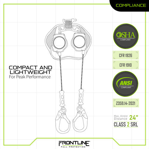 Frontline RPG082RLE Leading Edge Cable Twin Leg 8' SRL with Steel Rebar Hook Ends VM Hardware