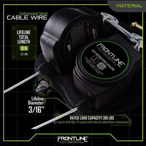 Frontline RPG082RLE Leading Edge Cable Twin Leg 8' SRL with Steel Rebar Hook Ends VM Hardware