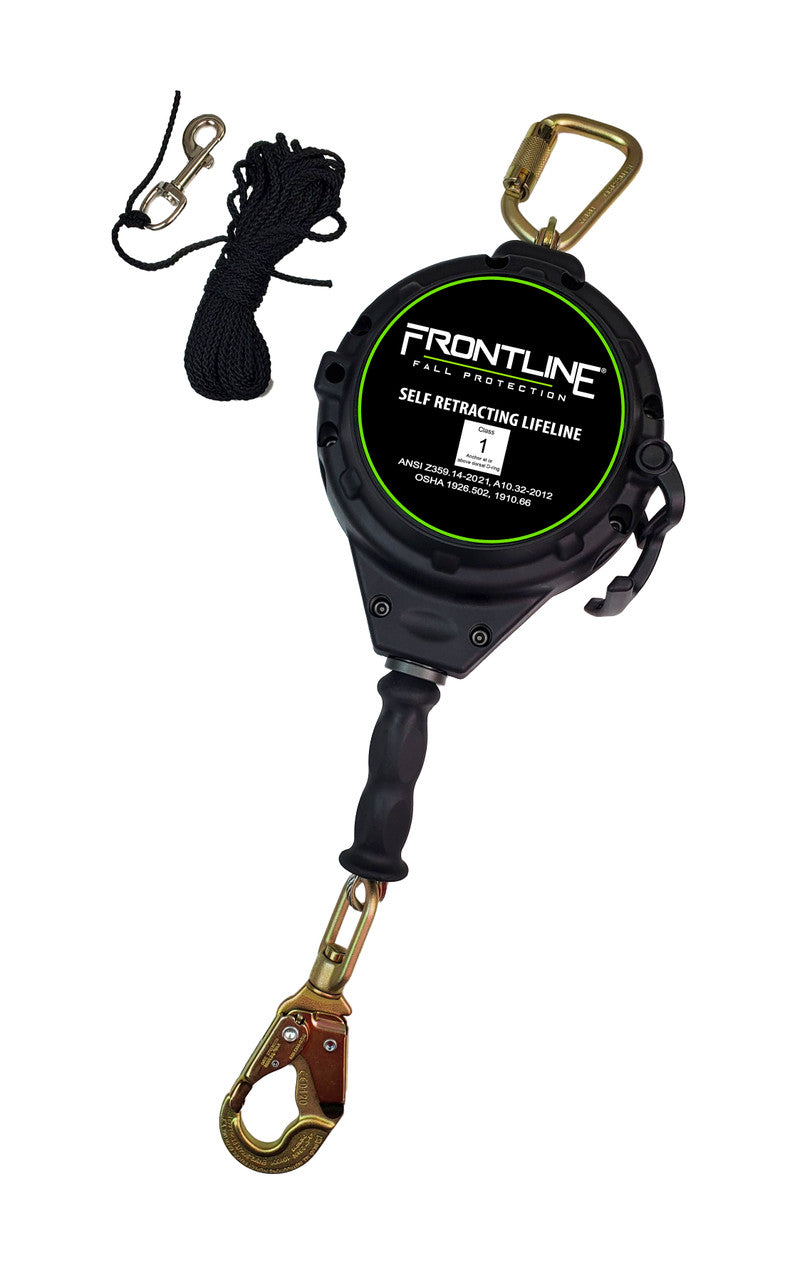 Frontline RPG20 20' Cable Single Leg SRL with Steel Snap Hook End with Carry on Handle and Tagline VM Hardware