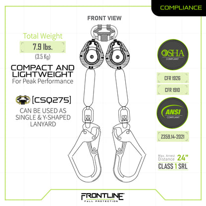 Frontline RPW062R Web Twin Leg 6' SRL with Steel Rebar Hook Ends VM Hardware