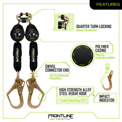 Frontline RPW062R Web Twin Leg 6' SRL with Steel Rebar Hook Ends VM Hardware