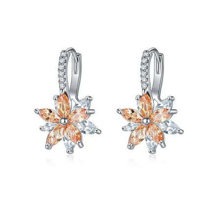 Snowflake Earrings with Zirconium Studs