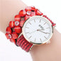 CCQ Women's Circle Bracelet Watch with Floral Crystals
