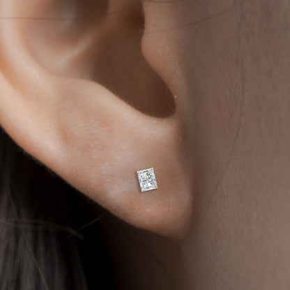 Radiant Diamond Basket Stud Earring Fascinating Diamonds