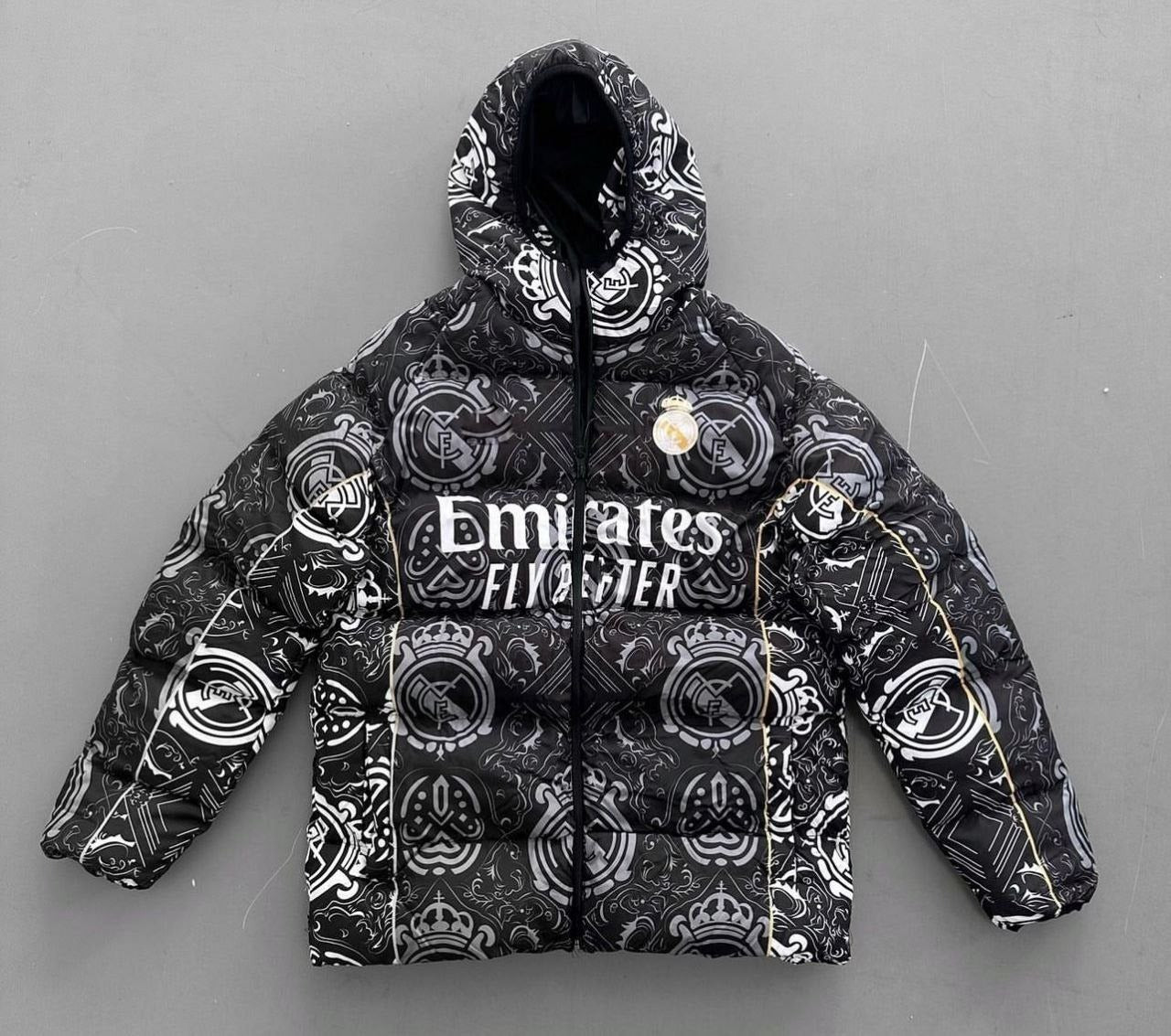 Real Madrid Digital Print Parachute Puffer Jacket - Unisex Design Withinblack