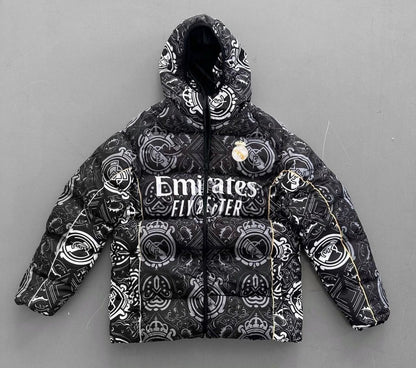 Real Madrid Digital Print Parachute Puffer Jacket - Unisex Design Withinblack