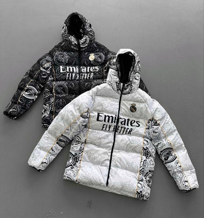 Real Madrid Digital Print Parachute Puffer Jacket - Unisex Design Withinblack